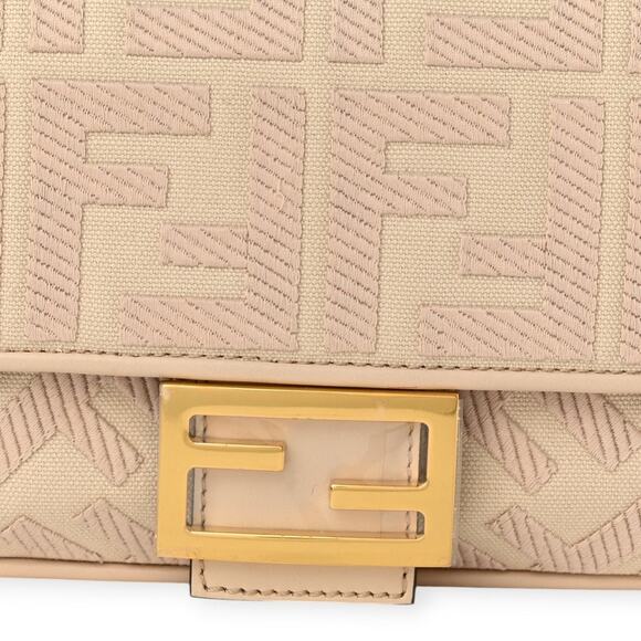 FENDI Logo FF Baguette Canvas Embroidered Strap Shoulder Bag Purse Crossbody - Picture 7 of 10